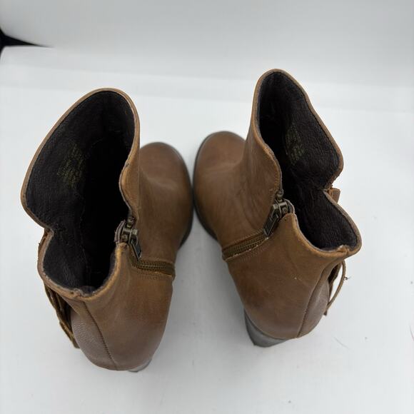 Steve Madden Boots Womens 8.5 Woodstock Brown Leather Fringe Bootie Block Heel C - Picture 4 of 9